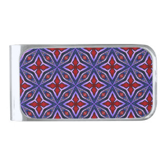 Pentas on Purple Art Silver Finish Money Clip