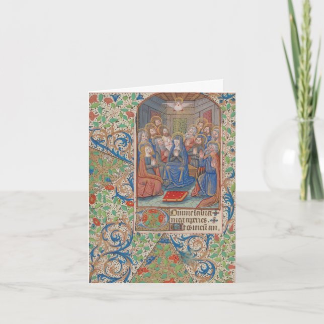 Pentecost Confirmation Medieval Manuscript Holiday Card (Front)