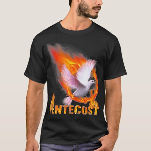 Pentecost Doves Fire Flame Holy Spirit Catholic  T_Shirt