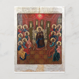 Pentecost Orthodox Christian Byzantine Icon Postcard