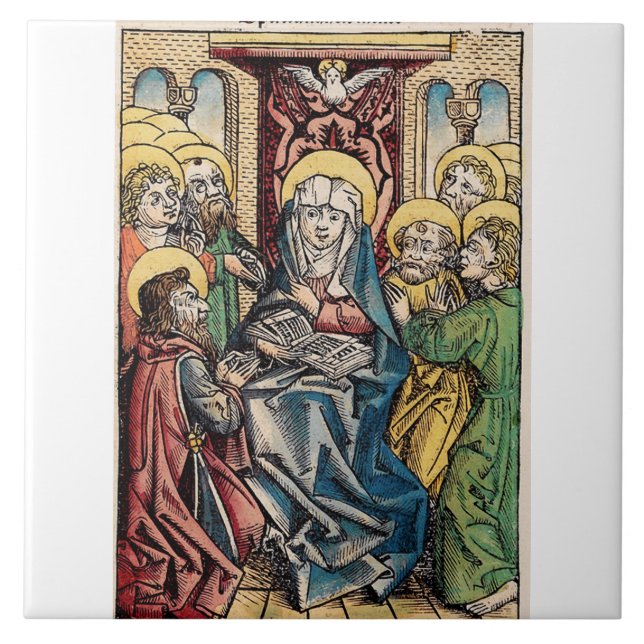 Pentecost scene after Easter Sunday Ceramic Tile (Front)