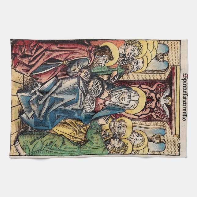 Pentecost scene after Easter Sunday Kitchen Towel (Horizontal)