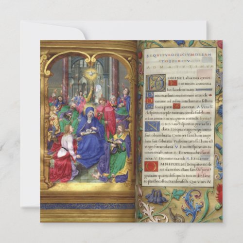 Pentecost Scene Medieval Renaissance Manuscript