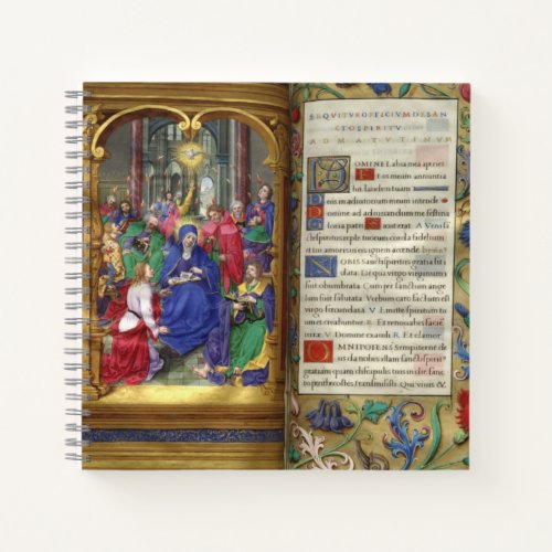 Pentecost Scene Medieval Renaissance Manuscript Notebook