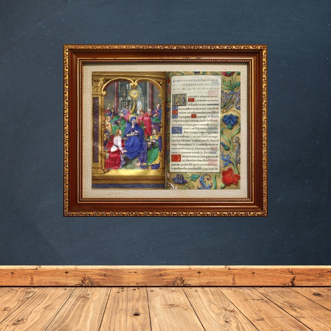 Pentecost Scene Medieval Renaissance Manuscript Poster (Pentecost Scene Medieval Renaissance Manuscript Catholic Christian Art Poster)
