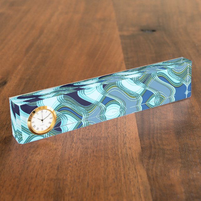 Penthouse & Pavement Desk Nameplate with Clock (Side)