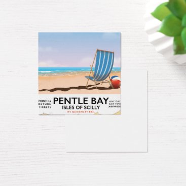Pentle Bay Isles of Scilly travel poster Square Business Card Pentle Bay Isles of Scilly travel poster Square Business Card