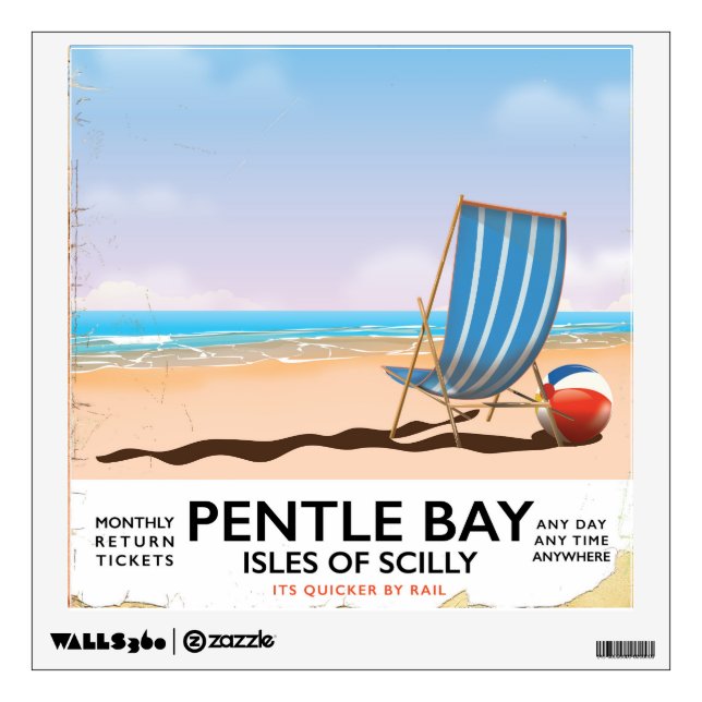 Pentle Bay Isles of Scilly travel poster Wall Decal (Front)
