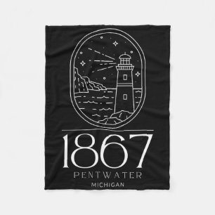Pentwater Michigan Michigander State Mi Travel Boa Fleece Blanket