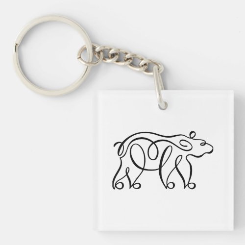 Penwork Calligraphic Bear Keychain