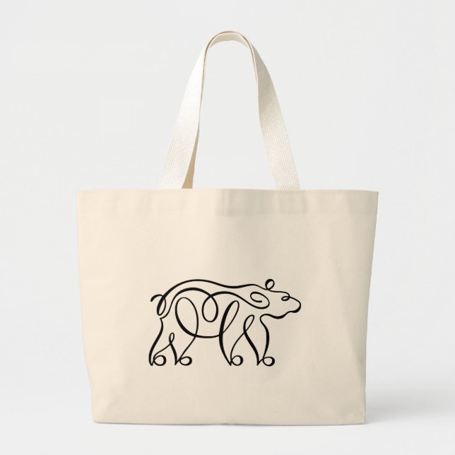 Penwork Calligraphic Bear Large Tote Bag (Front)