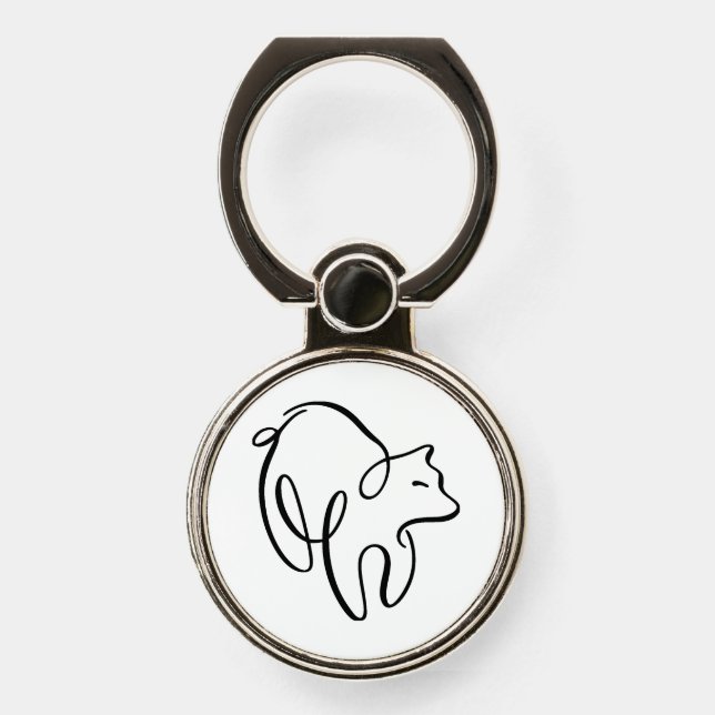 Penwork Calligraphic Bear Phone Ring Stand (Front)