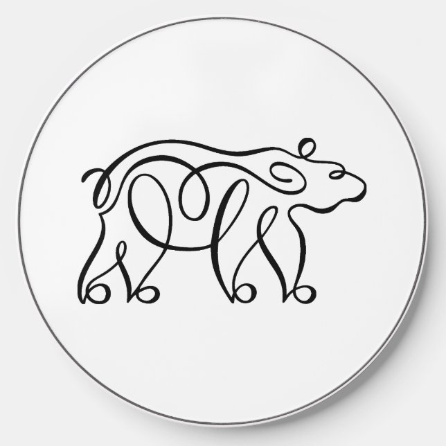 Penwork Calligraphic Bear Wireless Charger (Front)