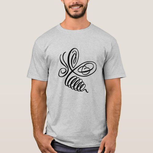 Penwork Calligraphic Honey Bee T_Shirt
