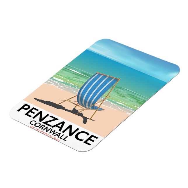 penzance beach Devon vintage travel poster Magnet (Left Side)
