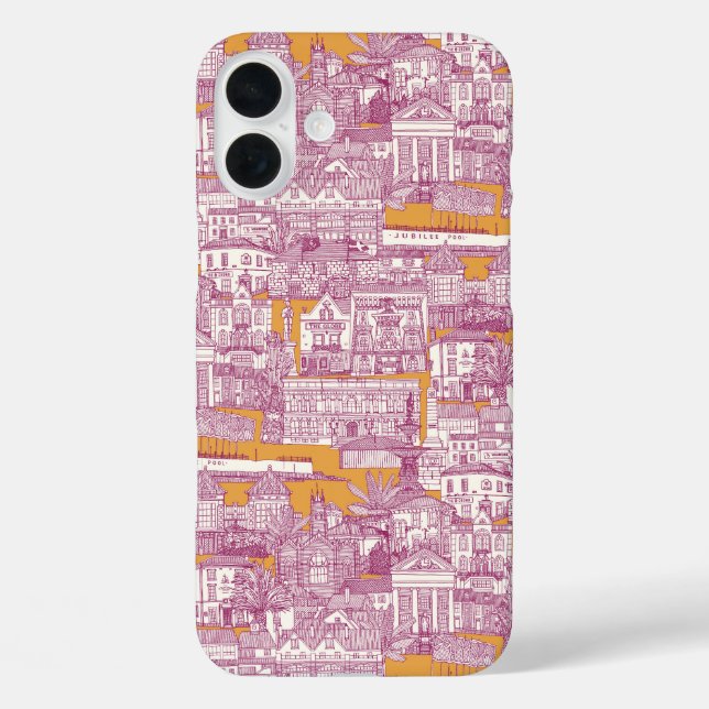 Penzance toile fuchsia clementine Case-Mate iPhone case (Back)