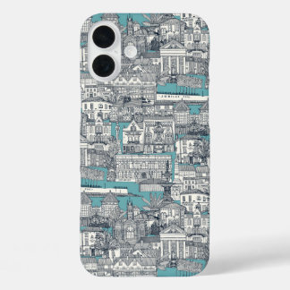 Penzance toile indigo turquoise iPhone 16 plus case