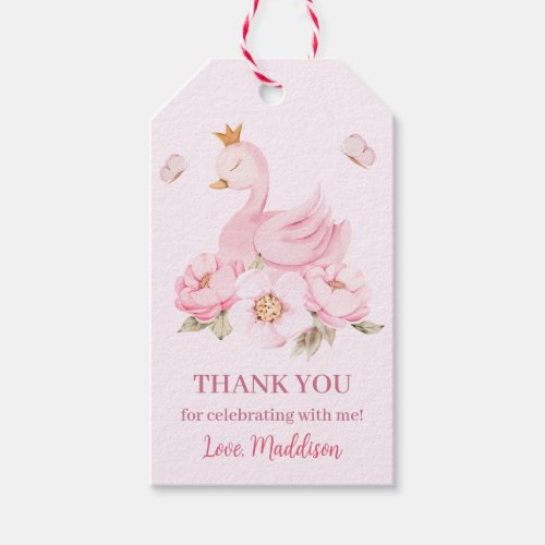 Peoni Swan Princess Birthday Thank You Gift Tags