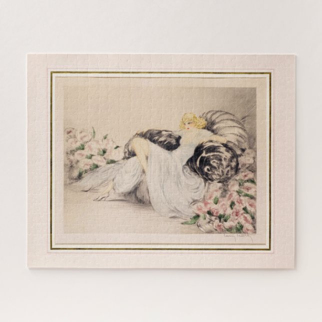 Peonies, 1935 by Louis Icart Jigsaw Puzzle (Horizontal)