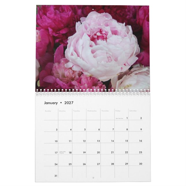 Peonies 2013 Flower Calendar (Jan 2027)