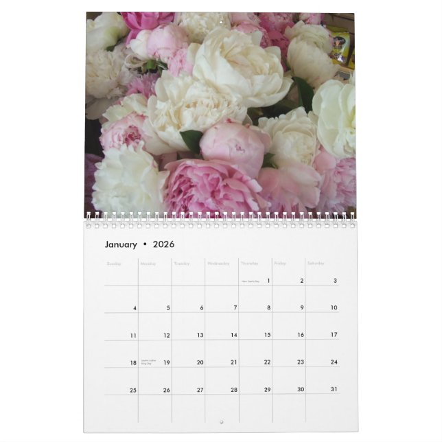 Peonies 2015 Calendar (Jan 2026)