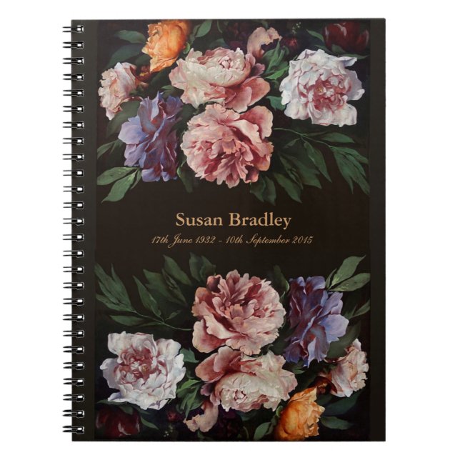 Peonies 3 Memorial or Funeral Guest Book (Front)