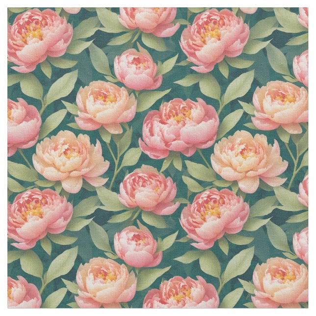 Peonies 5 fabric (Close Up)