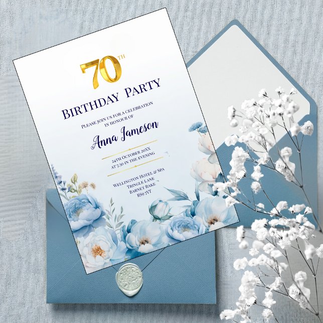 Peonies 70th birthday Party Invitation (Creator Uploaded)