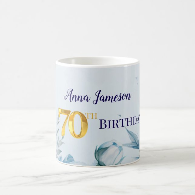 Peonies 70th birthday Party Invitation Coffee Mug (Center)