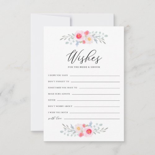 Peonies and Anemones Wishes for Bride and Groom Advice Card