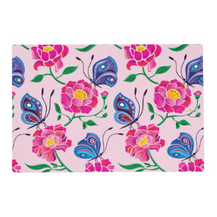 Peonies and Butterflies Pattern Placemat