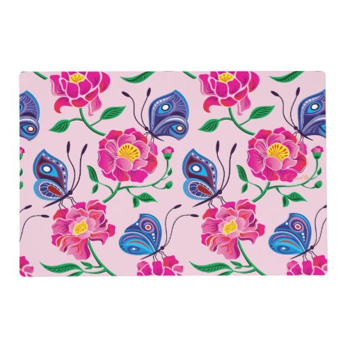 Peonies and Butterflies Pattern Placemat
