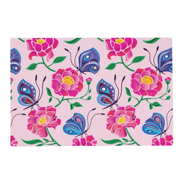 Peonies and Butterflies Pattern Placemat (Front)