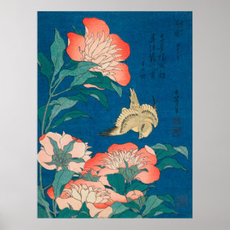 Peonies and Canary Poster