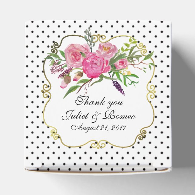 Peonies and Dots Wedding Favor Gift Box (Top)