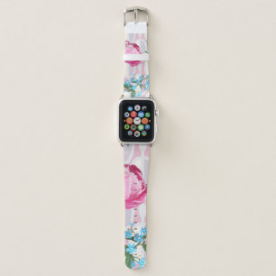 Peonies and forget-me-nots. Seamless backgroundart Apple Watch Band