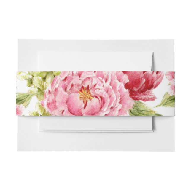 Peonies and Hydrangea Invitation Belly Band (Front Example)