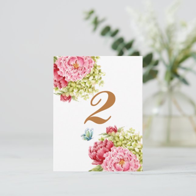 Peonies and Hydrangea Table Card No 2 (Standing Front)