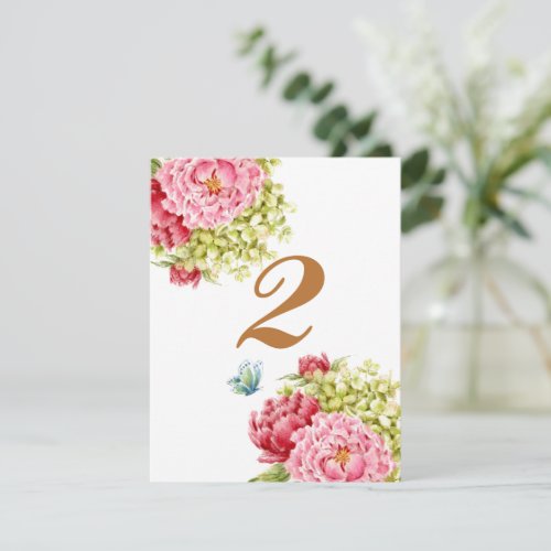 Peonies and Hydrangea Table Card No 2