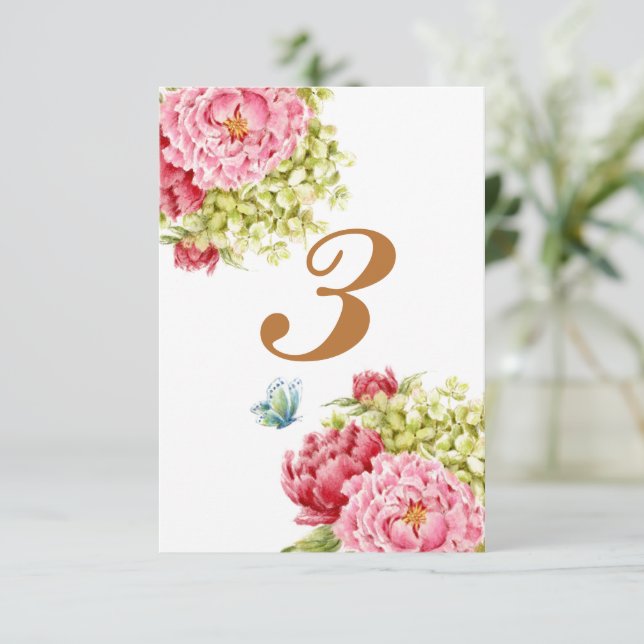 Peonies and Hydrangea Table Card No 3 (Standing Front)