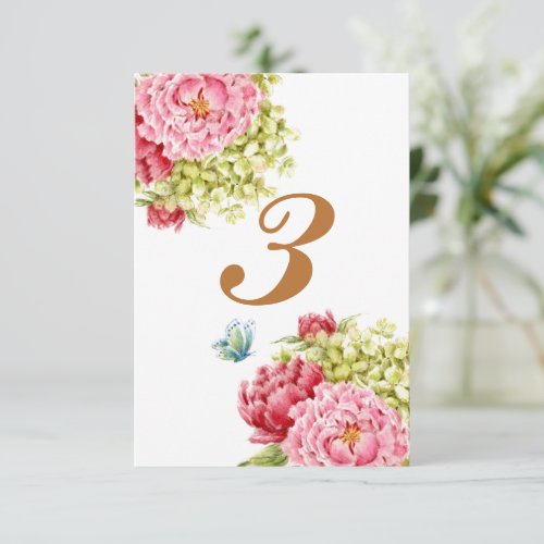 Peonies and Hydrangea Table Card No 3