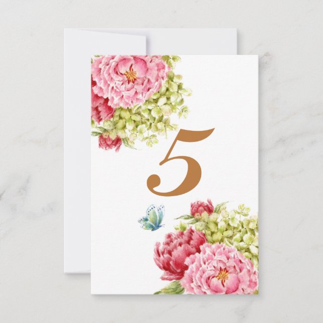 Peonies and Hydrangea Table Card No 5 (Front)