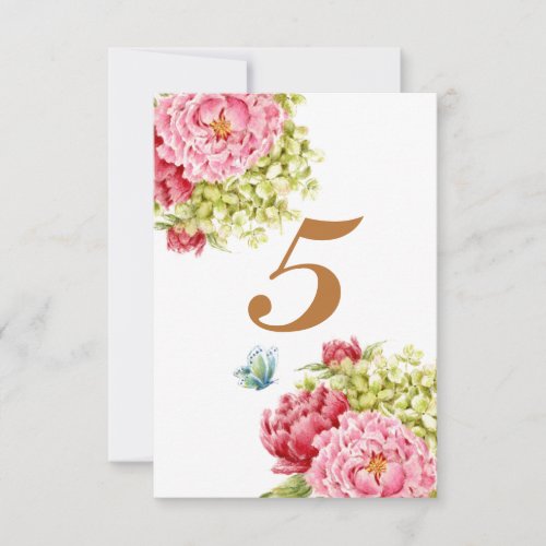 Peonies and Hydrangea Table Card No 5