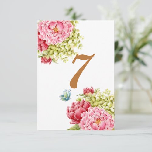 Peonies and Hydrangea Table Card No 7