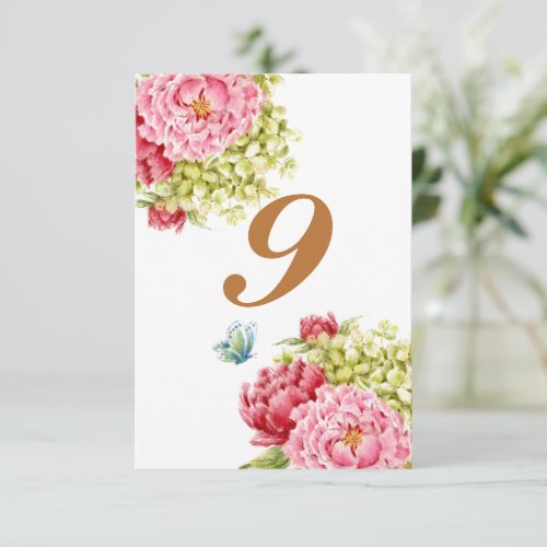 Peonies and Hydrangea Table Card No 9