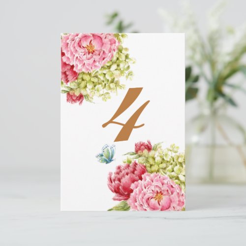 Peonies and Hydrangeas Table Card No 4