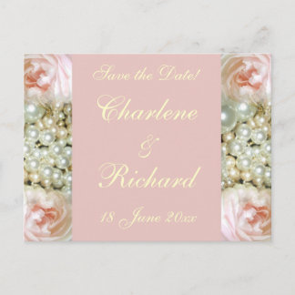 Peonies and Pearls Announcement Postcard