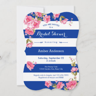 Peonies and Stripes Bridal Shower Invitation