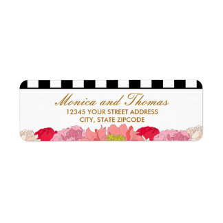Peonies and Stripes Label