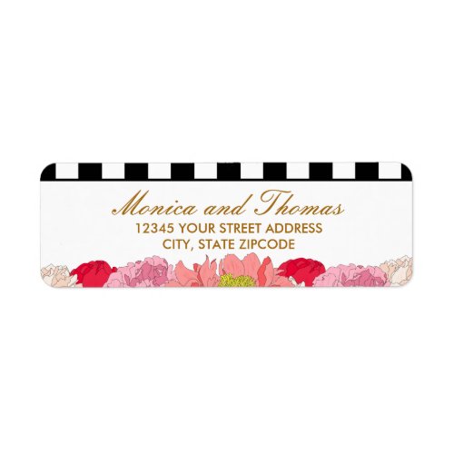 Peonies and Stripes Label